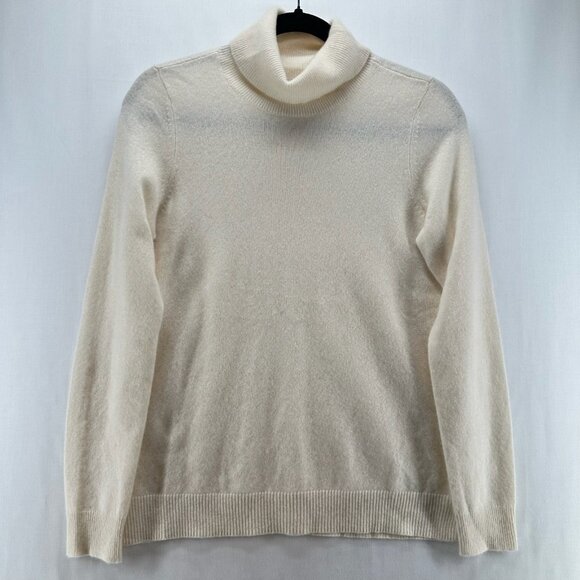 Belle France Sweater Size S 2-Ply Cashmere Turtleneck Jumper Pullover Off White - Picture 1 of 11